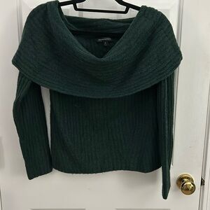 Banana Republic off the shoulder wool sweater- dark green.